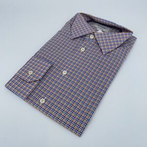 Eton Dress Shirt Men XL 17 - 43 Contemporary Fine Twill Colorful Plaid Button Up